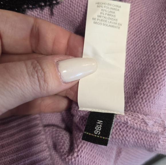 Kate Spade ♠️ Wool Lavender Panther Sweater. Sz Large - Picture 14 of 15